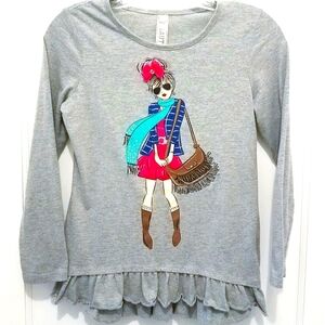 Beautees Girls Longsleeved Top with Cute Graphic